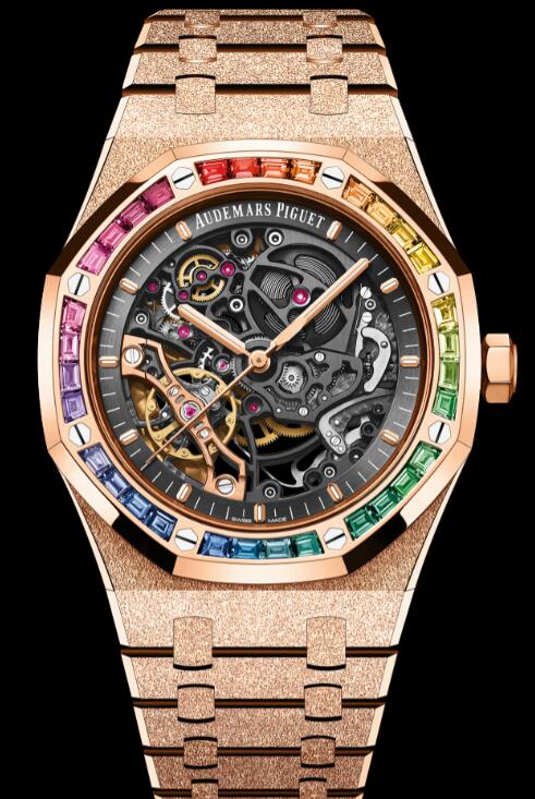 Audemars Piguet ROYAL OAK FROSTED GOLD DOUBLE BALANCE WHEEL OPENWORKED Watch Replica 15412OR.YG.1224OR.01 Audemars Piguet ROYAL OAK FROSTED GOLD DOUBLE BALANCE WHEEL OPENWORKED Watch Replica 15412OR.YG.1224OR.01